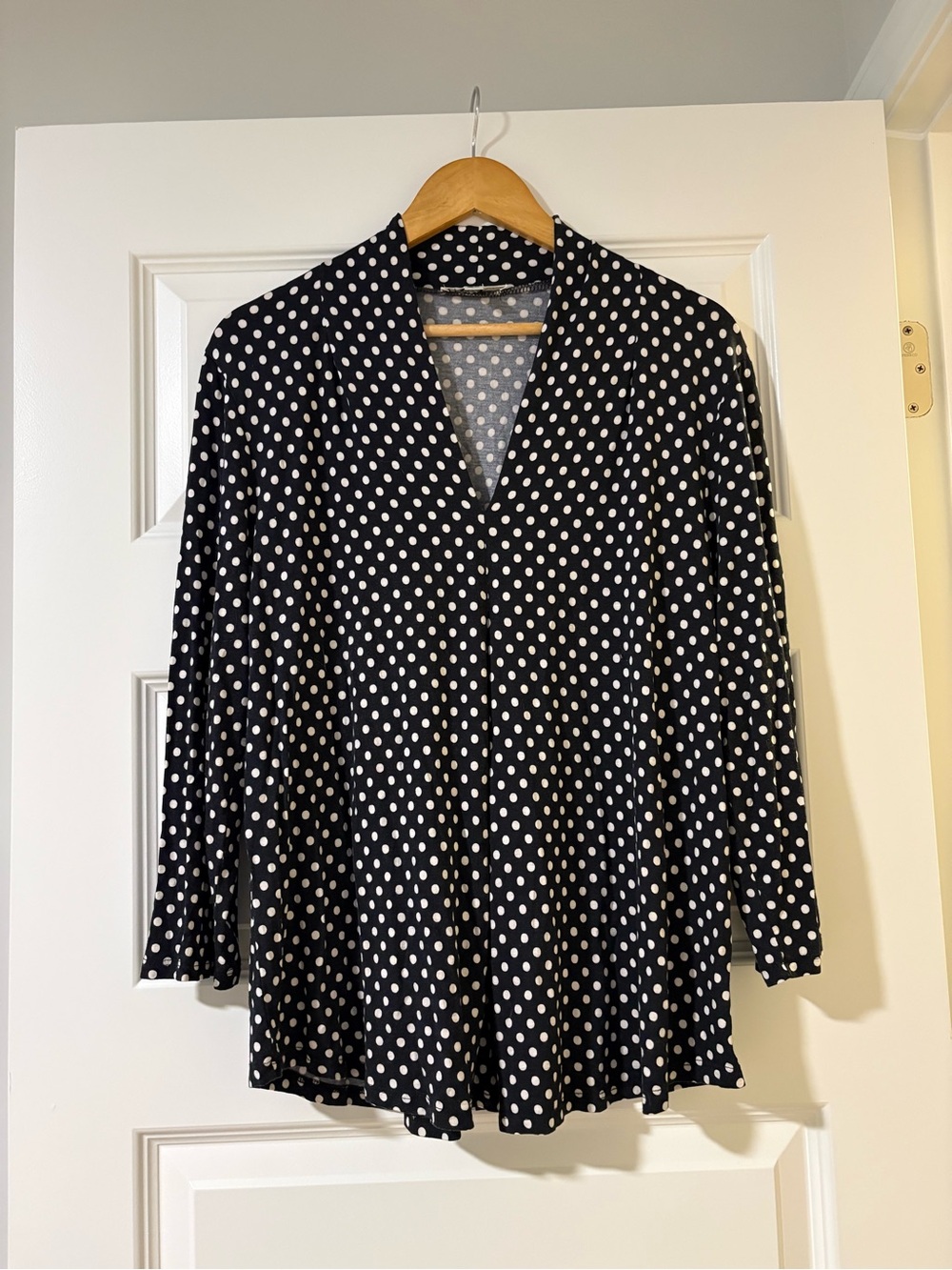 NWOT Polka Dot Blouse Coquette Parisian Chic Minimalist Capsule Wardrobe PXL